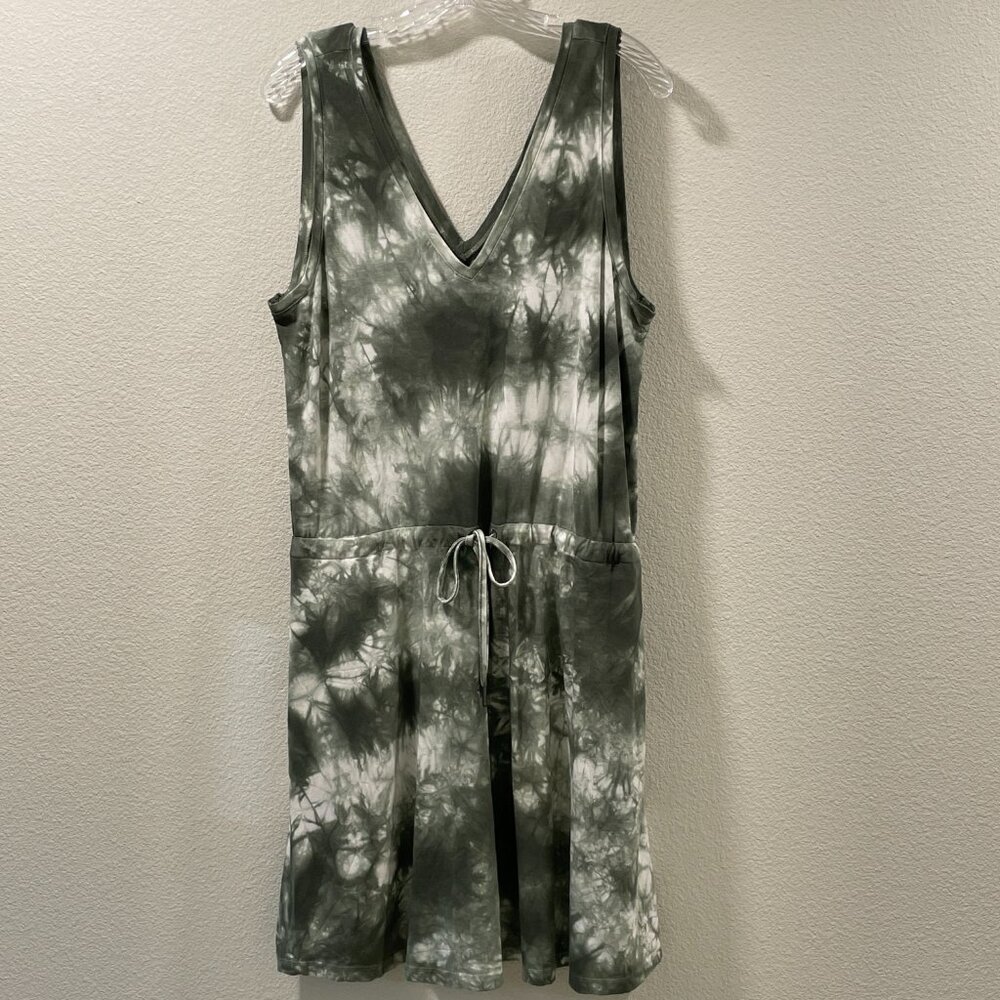 SWEATY BETTY Take It Easy Hunter/Ivory Tie Dye Drop Waist Knit Tank Dress L - Picture 2 of 12